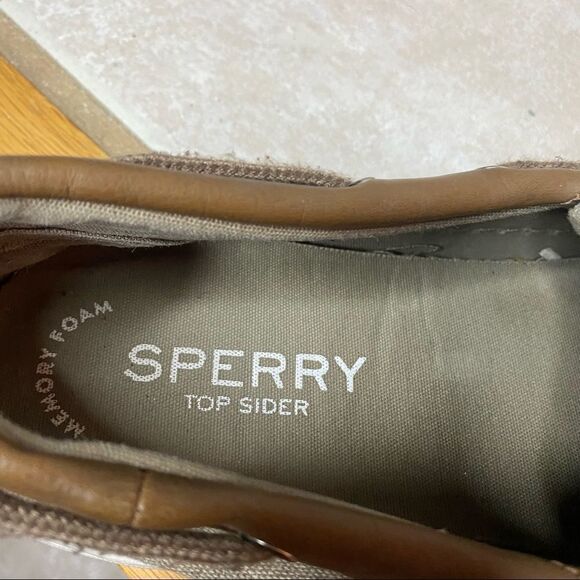 Sperry Mens Cutter 2 Boat Shoes Size 10 Eye Lace Up Canvas Brown Beige - Picture 7 of 7